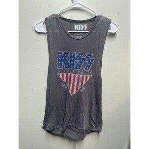 Kiss graphic t shirt sleevless medium womens burnout gray crewneck
